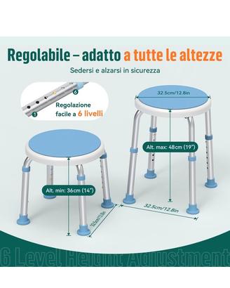 sgabello girevole per doccia