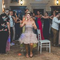 Abito anni ‘20 rosa antico, con piume e paillettes