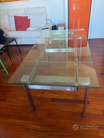 Tavolo allungabile in cristallo 165/245x85