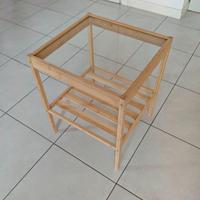Comodino/Tavolino IKEA NESNA bambù + piano vetro