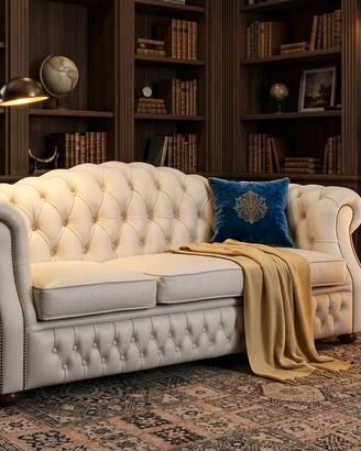 DIVANO INGLESE CHESTERFIELD CLUB STONDATO 3 POSTI 