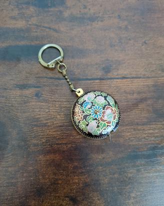 Vintage Cloisonné cinese metro nastro portachiavi