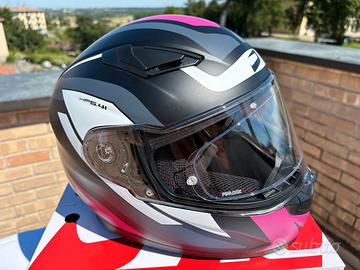 Casco moto donna HYPE HP5.41 blk/white/fucsia tg S