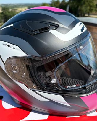 Casco moto donna HYPE HP5.41 blk/white/fucsia tg S