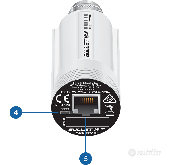 Access point ubiquiti bullet m2 per antenne wi-fi 2.4ghz: bullet m2 router  hp wireless da esterno - ubnt-bullet m2 