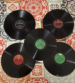 Lotto di 5 dischi 78 giri per grammofono