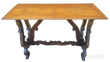 Tavolo scrittoio console fratino intarsiato antico
