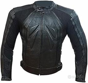 Giubbino moto Biesse in pelle con protezioni .