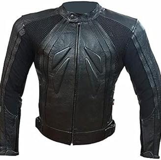 Giubbino moto Biesse in pelle con protezioni .