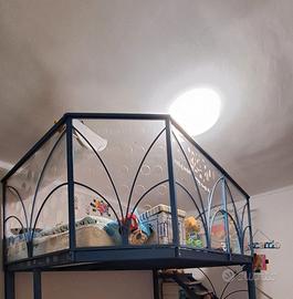 Soppalco in Acciaio Blu con Scala a Gradini