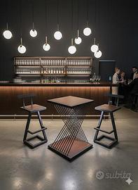 Set tavolo alto + 2 sedie artigianali di design