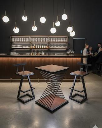 Set tavolo alto + 2 sedie artigianali di design