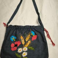 borsa con tracolla vintage in tessuto jeans 