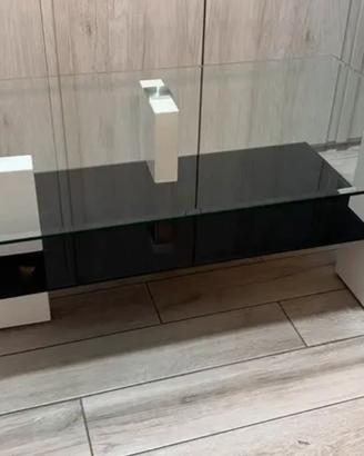 Tavolo SOGGIORNO DESIGN BIANCO NERO VETRO TEMPERAT