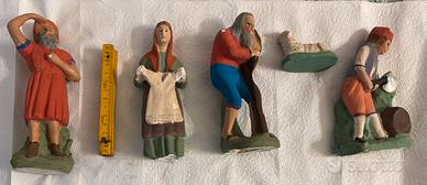 5 VECCHIE STATUETTE NATALE PRESEPE IN GESSO