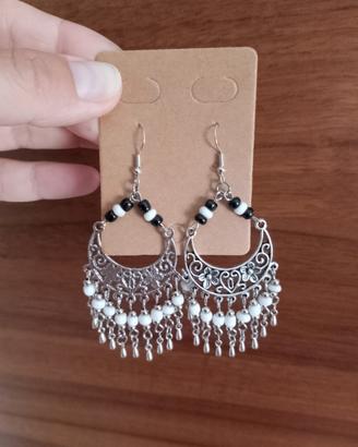 Orecchini boho etnici filigrana perline