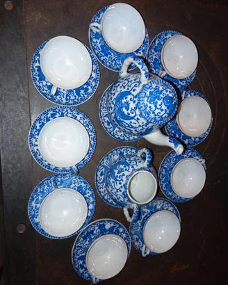 Servizio Tè Giapponese Antico Blu/Bianco