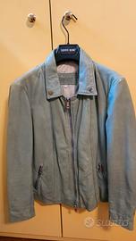 chiodo in pelle verde chiaro donna