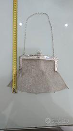 Borsa da sera vintage in argento lavorato a maglia