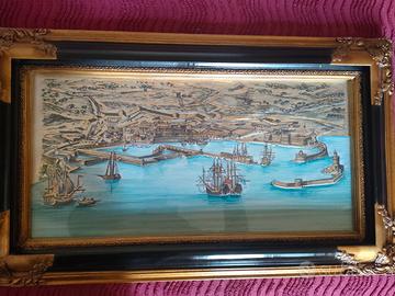 Veduta Porto di Civitavecchia in argento 925