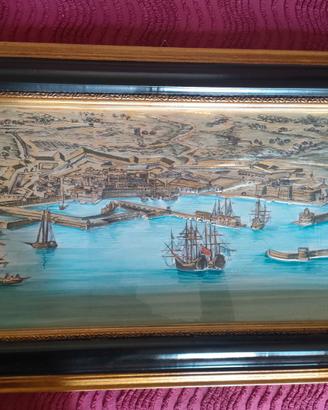 Veduta Porto di Civitavecchia in argento 925