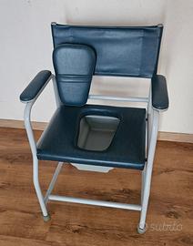Sedia WC con braccioli e schienale imbottiti