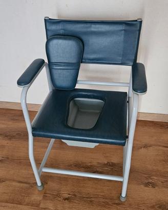 Sedia WC con braccioli e schienale imbottiti