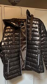 NUOVO Giubbino Donna Bronzo Lucido con Cappuccio