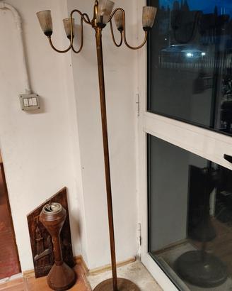 piantana lampada da terra in ottone vintage 
