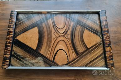 modernariato vassoio effetto radica anni 60 usato