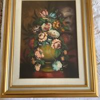 Quadro ad olio Anna Ozzici vaso di fiori