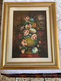 Quadro ad olio Anna Ozzici vaso di fiori