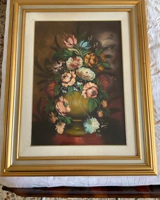 Quadro ad olio Anna Ozzici vaso di fiori