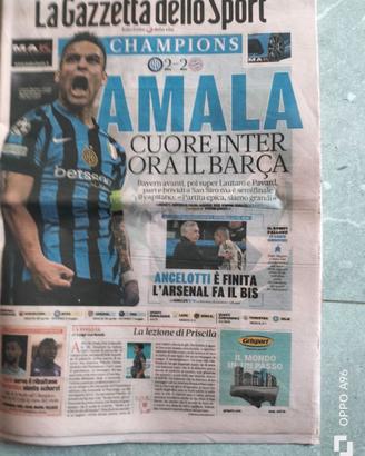 GAZZETTA 17 APRILE 2025 INTER BAYERN MONACO 2A2