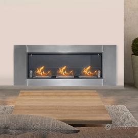 Caminetto a Bioetanolo da Parete in Acciaio Inossi