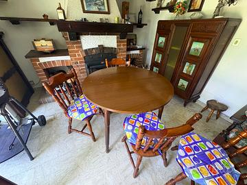 Tavolo Rotondo Allungabile in Legno + 4 Sedie
