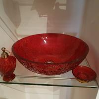 lavabo resina ed accessori.rosso