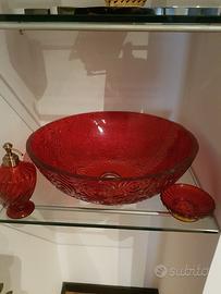 lavabo resina ed accessori.rosso