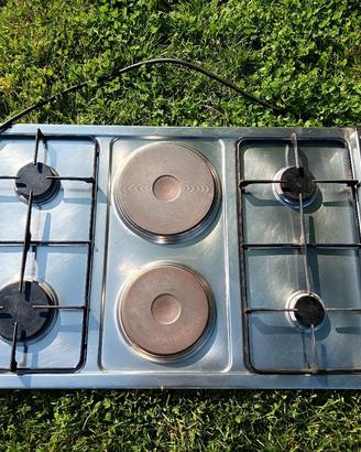 Piano cottura misto acciaio inox 4 gas 2 piastre