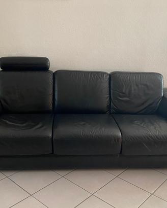 Divano 3 posti in vera pelle nera