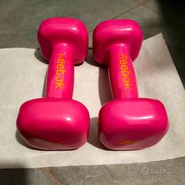 2 Manubri da 2kg Reebok gommati rosa (tot.4kg)