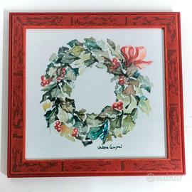Quadro Acquerello "Ghirlanda" cornice artigianale
