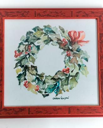 Quadro Acquerello "Ghirlanda" cornice artigianale
