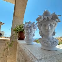 Coppia teste di moro stile siciliano limoni 20 cm