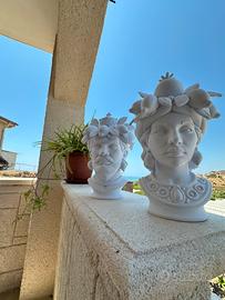 Coppia teste di moro stile siciliano limoni 20 cm