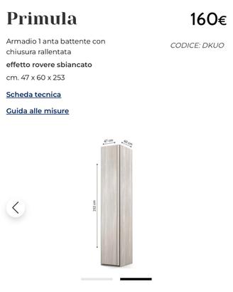 Armadio 1 anta Primula Mondo Convenienza