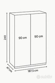 Armadio 4 ante in legno, marrone 187,5 x 240