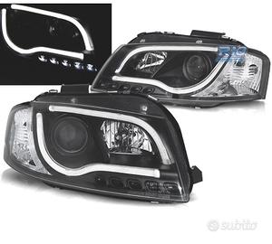 FARI AUDI A3 8P LUCE DIURNA A TUBO LED FONDO NERO