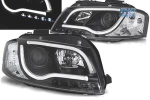 FARI AUDI A3 8P LUCE DIURNA A TUBO LED FONDO NERO