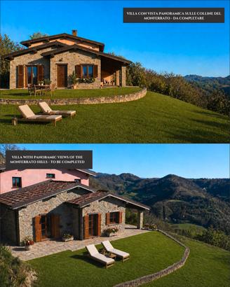 Rara villa panoramica da completare nel Monferrato